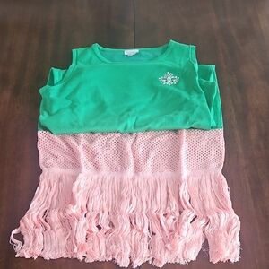 Alpha Kappa Alpha May Ivy Box Two Tone Crotchet Dress With Earrings With Fan